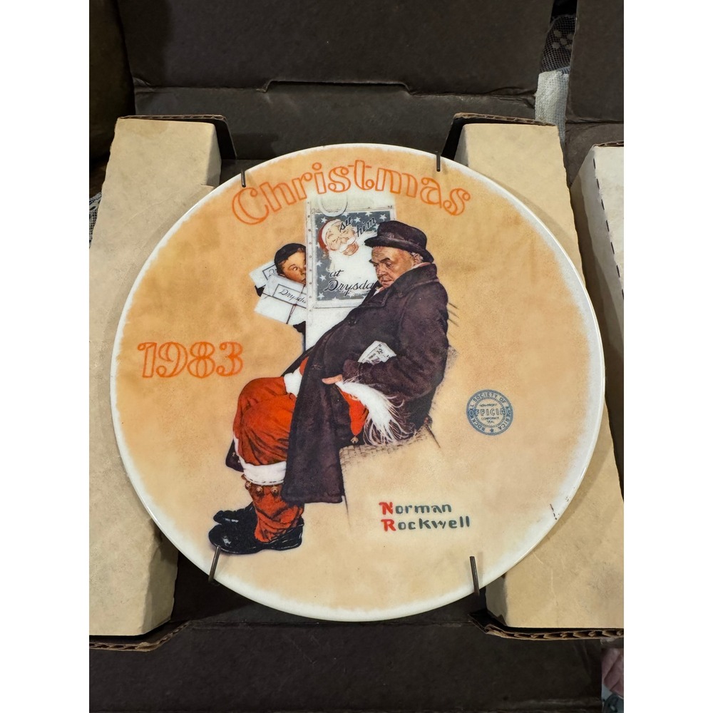 Norman Rockwell 1983 Christmas Plate Santa in the Subway Edwin M Knowles F9461